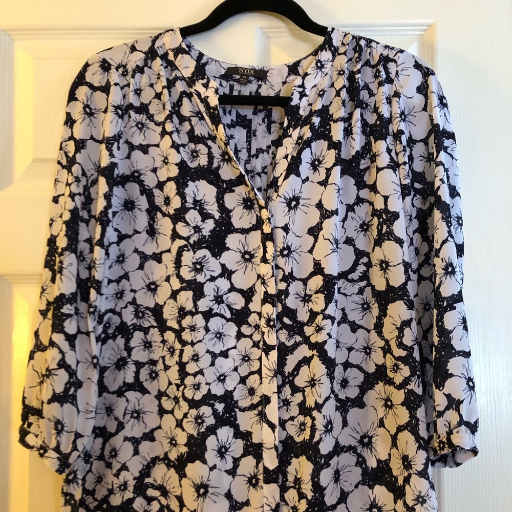 Navy and white blouse
